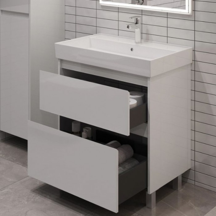 Тумба под раковину Aquanet Nova Lite 2.0 60 белый глянец 00346336 напольная