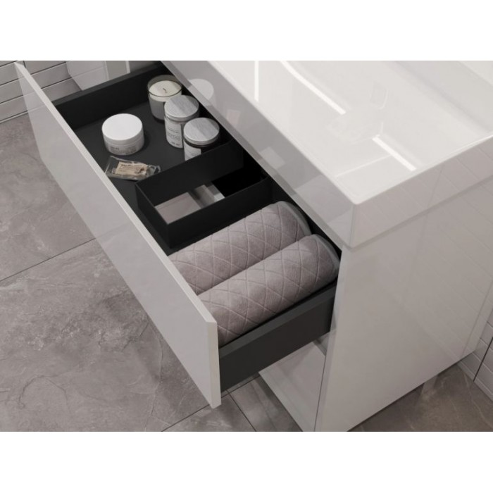 Тумба под раковину Aquanet Nova Lite 2.0 60 белый глянец 00346336 напольная