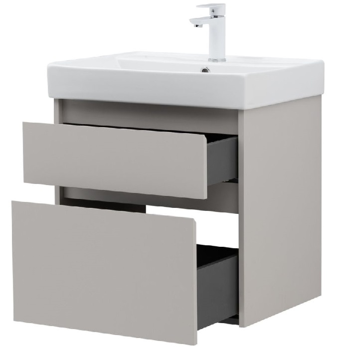 Тумба под раковину Aquanet Nova Lite 2.0 60 бежевая эмаль 00346322 подвесная