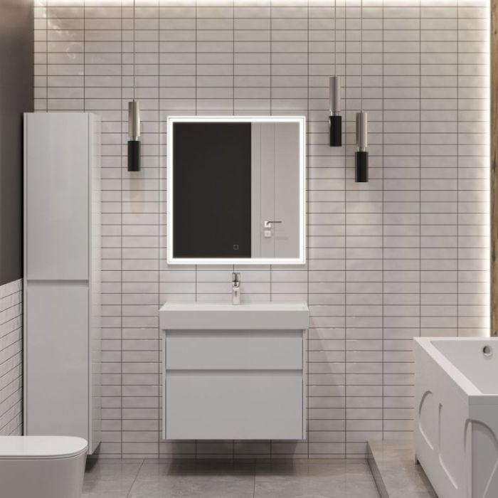 Тумба под раковину Aquanet Nova Lite 2.0 75 белый глянец 00346309 подвесная