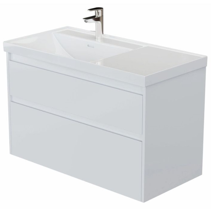 Тумба под раковину Aquanet Nova Lite 2.0 100 белый глянец 00346313 подвесная, левая