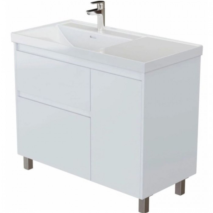 Тумба под раковину Aquanet Nova Lite 2.0 90 белый глянец 00346339 напольная, левая