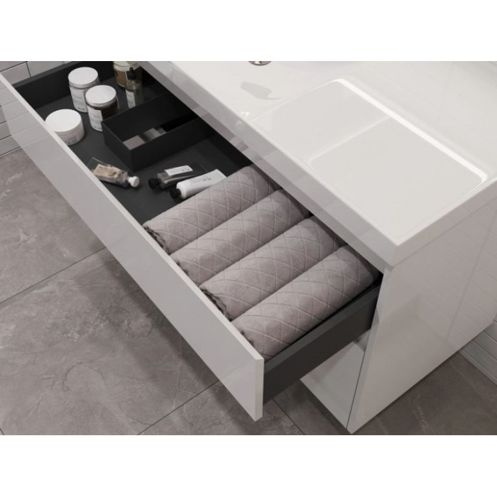 Тумба под раковину Aquanet Nova Lite 2.0 100 белый глянец 00346313 подвесная, левая