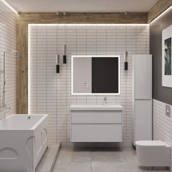 Тумба под раковину Aquanet Nova Lite 2.0 100 белый глянец 00346313 подвесная, левая