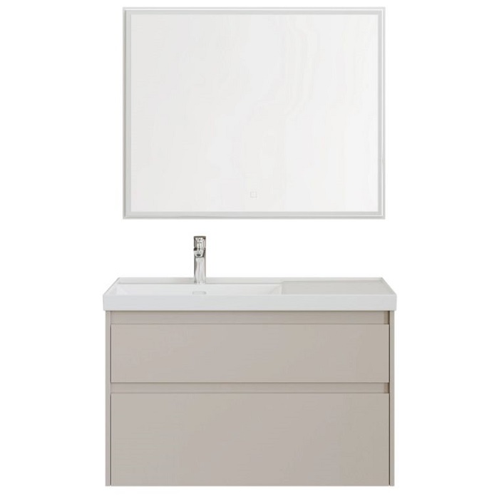 Тумба под раковину Aquanet Nova Lite 2.0 90 бежевая эмаль 00346325 подвесная, левая