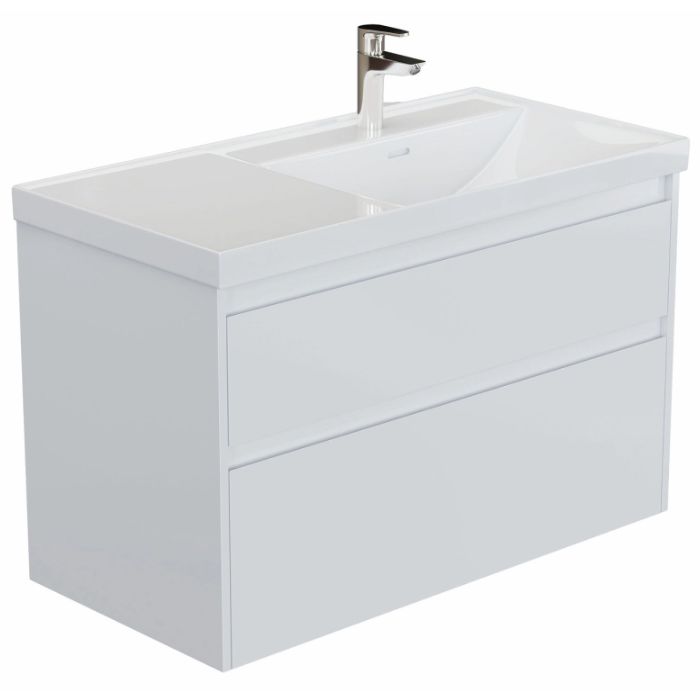 Тумба под раковину Aquanet Nova Lite 2.0 100 белый глянец 00346312 подвесная, правая