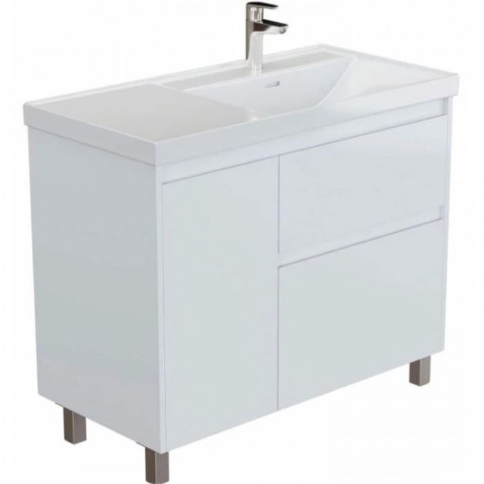 Тумба под раковину Aquanet Nova Lite 2.0 90 белый глянец 00346338 напольная, правая