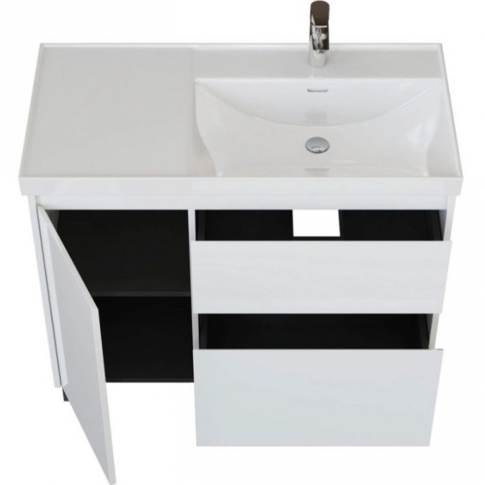 Тумба под раковину Aquanet Nova Lite 2.0 90 белый глянец 00346338 напольная, правая