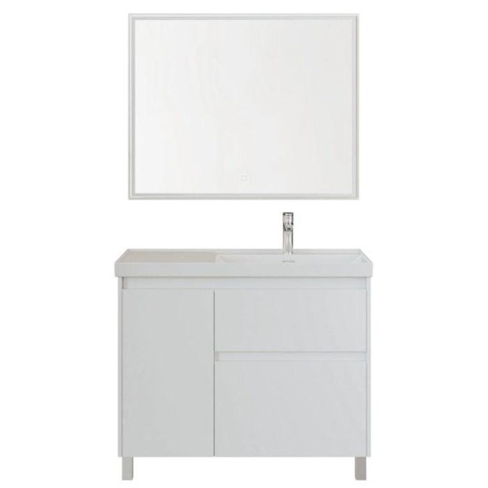 Тумба под раковину Aquanet Nova Lite 2.0 90 белый глянец 00346338 напольная, правая