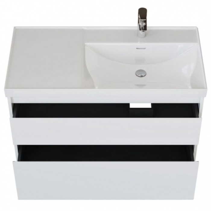 Тумба под раковину Aquanet Nova Lite 2.0 100 белый глянец 00346312 подвесная, правая