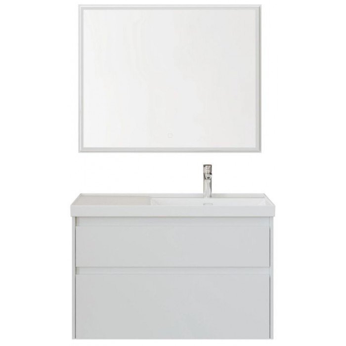 Тумба под раковину Aquanet Nova Lite 2.0 100 белый глянец 00346312 подвесная, правая