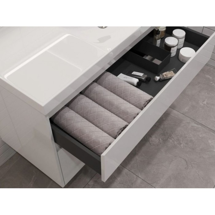 Тумба под раковину Aquanet Nova Lite 2.0 100 белый глянец 00346312 подвесная, правая