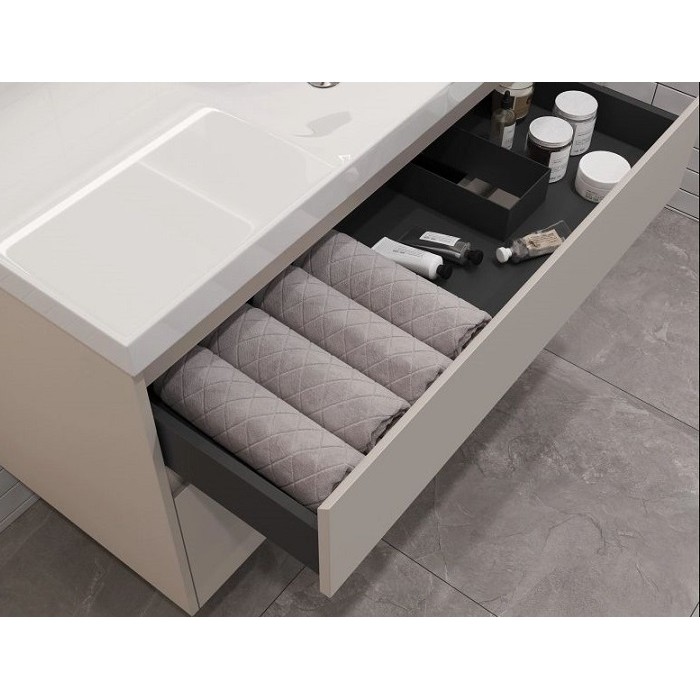 Тумба под раковину Aquanet Nova Lite 2.0 90 бежевая эмаль 00346324 подвесная, правая