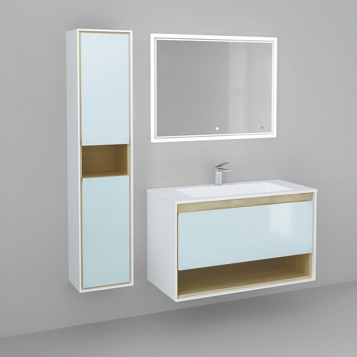 Тумба под раковину Jorno Glass 100 Gla.01.97/P/W подвесная Белый