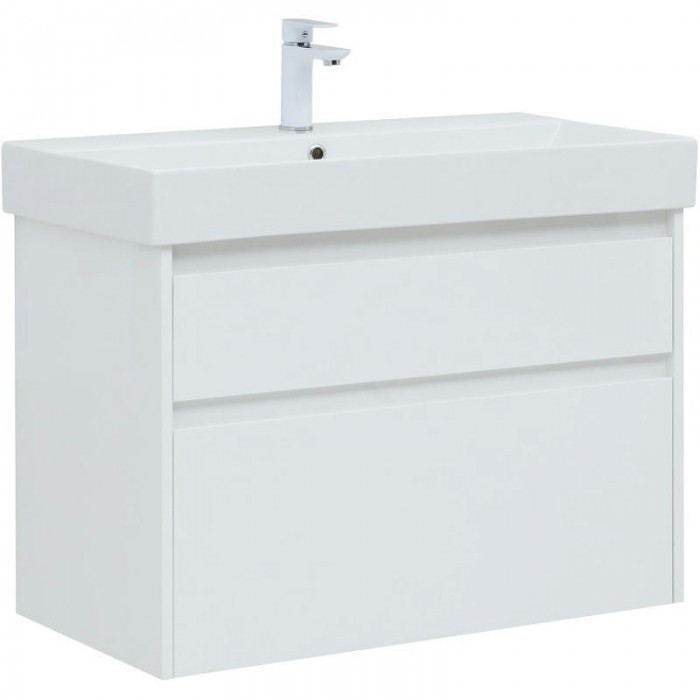 Тумба под раковину Aquanet Nova Lite 85 249936 подвесная, белый глянец