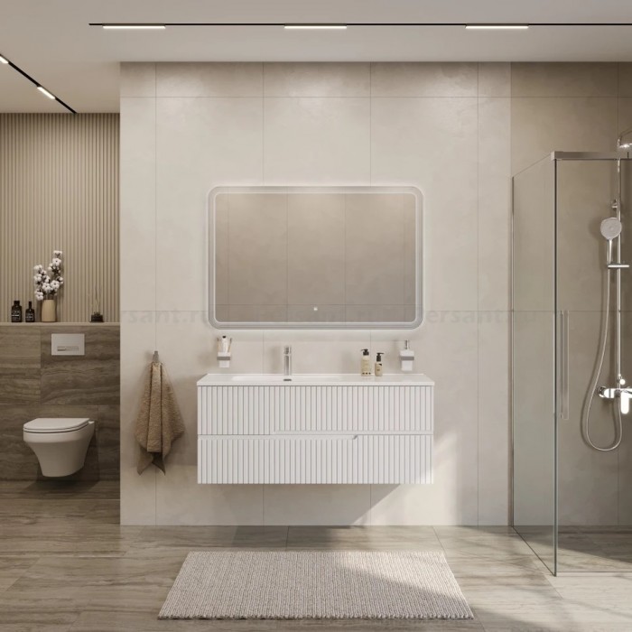 Тумба под раковину Cezares Duet-N 120 подвесная левосторонняя Bianco lucido DUET-N-1200-2C-SO-BL-L