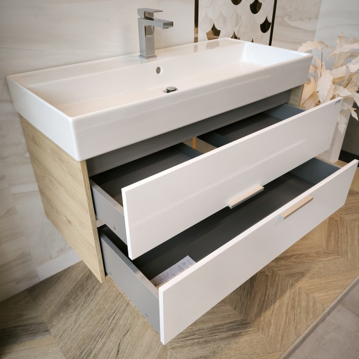 Тумба под раковину Jacob Delafon Vivienne 100 EB1668-E75-J5 подвесная, дуб давос/белый