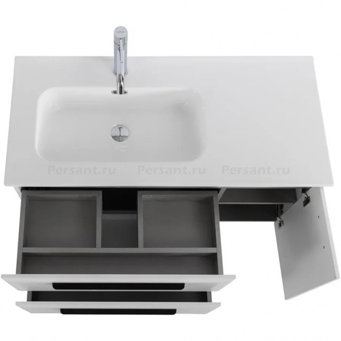 Тумба под раковину Cezares Eco 100 L подвесная Bianco lucido ECO-CER-N-1000-2C-1A-SO-BL-L