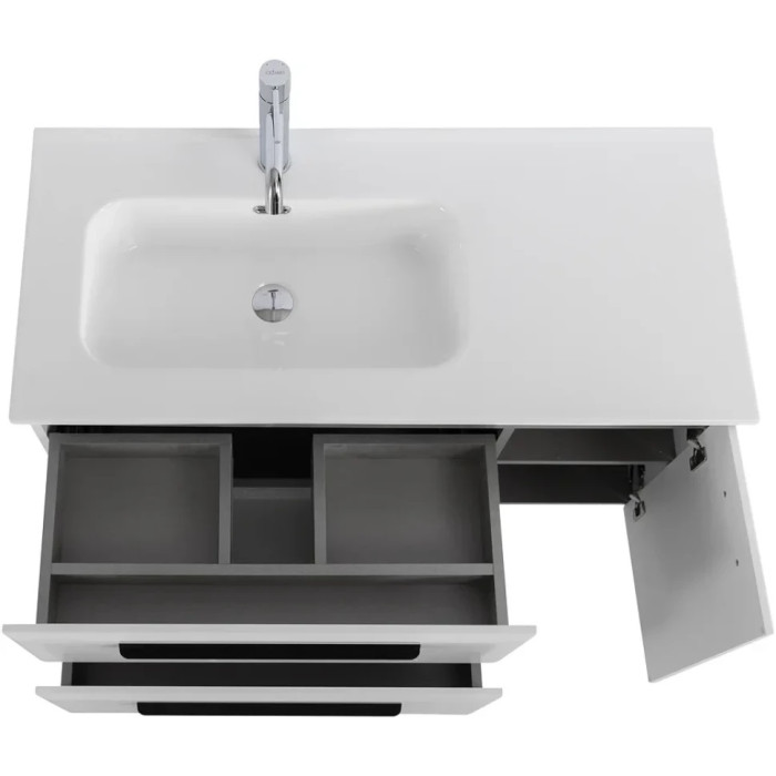 Тумба под раковину Cezares Eco 100 L подвесная Bianco lucido ECO-CER-N-1000-2C-1A-SO-BL-L