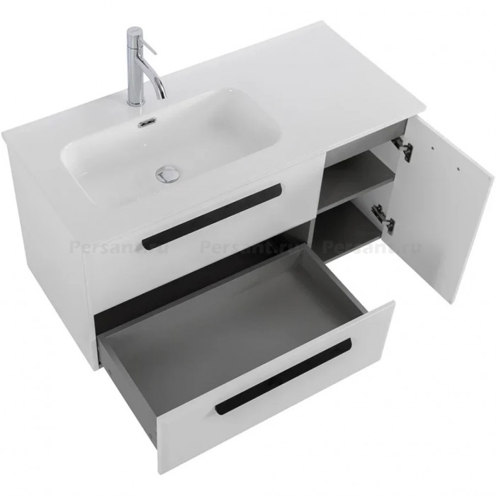 Тумба под раковину Cezares Eco 100 L подвесная Bianco lucido ECO-CER-N-1000-2C-1A-SO-BL-L