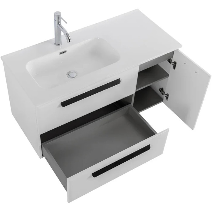 Тумба под раковину Cezares Eco 100 L подвесная Bianco lucido ECO-CER-N-1000-2C-1A-SO-BL-L