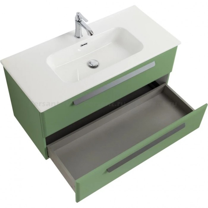 Тумба под раковину Cezares Eco 100 подвесная, фисташковый soft-touch ECO-CER-N-1000-2C-SO-PS-P