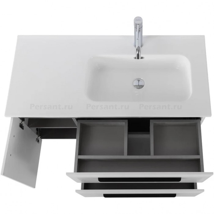 Тумба под раковину Cezares Eco 100 R подвесная Bianco lucido ECO-CER-N-1000-2C-1A-SO-BL-R