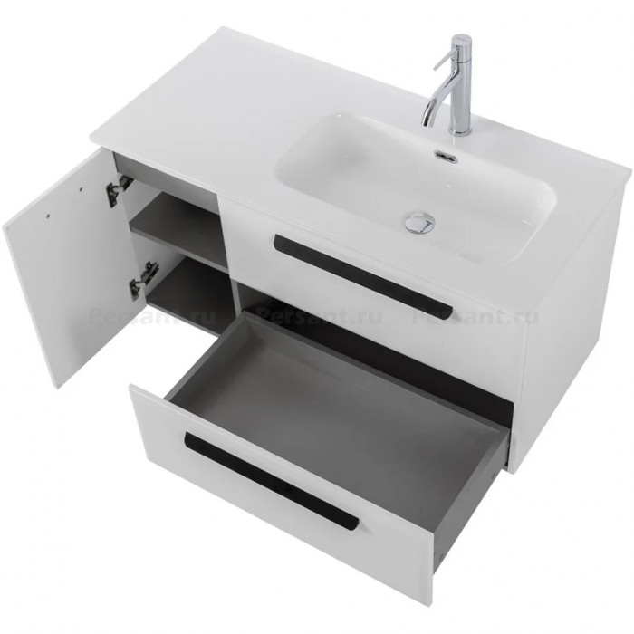 Тумба под раковину Cezares Eco 100 R подвесная Bianco lucido ECO-CER-N-1000-2C-1A-SO-BL-R