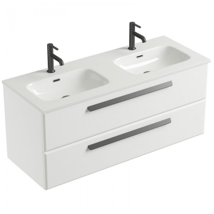 Тумба Cezares Eco 120 подвесная под раковину на две чаши ECO-CER-N-1200-2C-SO-2-BL Bianco lucido