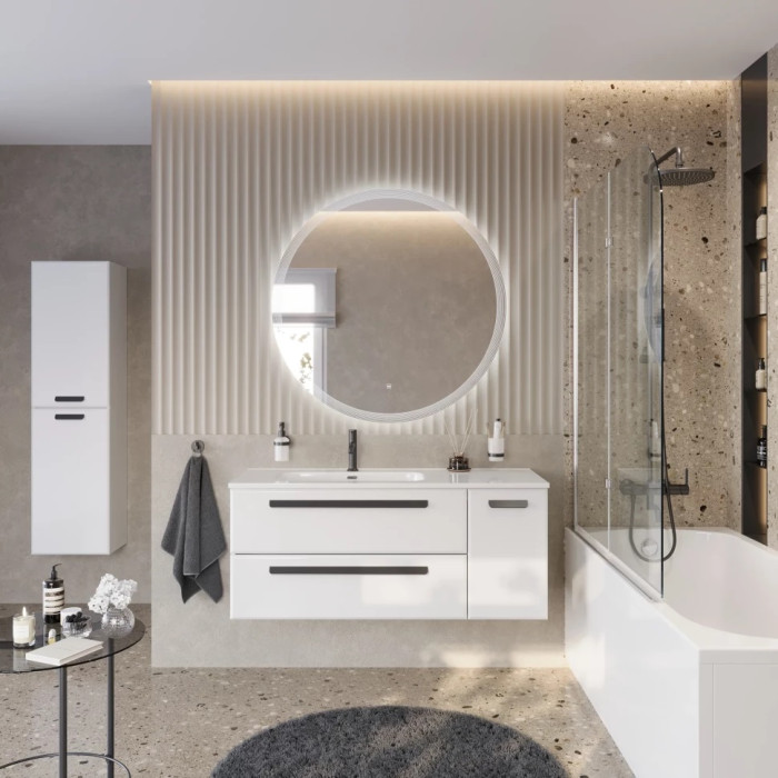 Тумба под раковину Cezares Eco 120 L подвесная Bianco lucido ECO-CER-N-1200-2C-1A-SO-BL-L