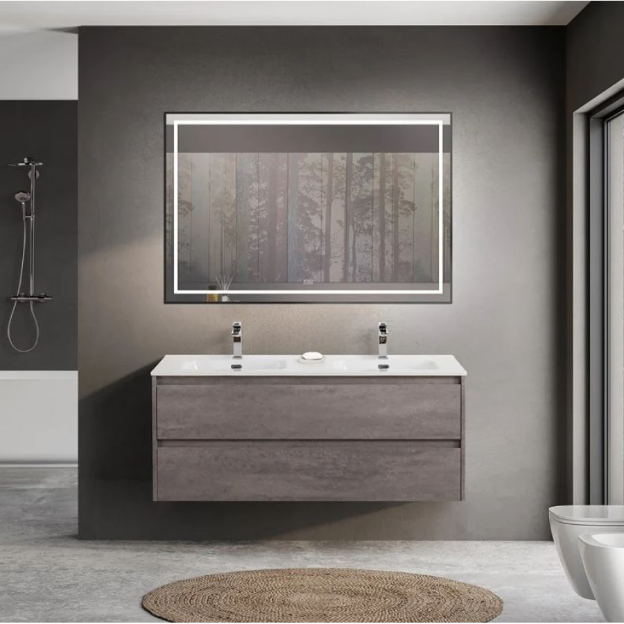 Тумба под раковину с двумя чашами BelBagno Kraft 120 KRAFT-1200-2C-SO-2-CG подвесная Cemento Grigio