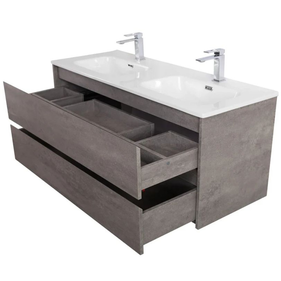 Тумба под раковину с двумя чашами BelBagno Kraft 120 KRAFT-1200-2C-SO-2-CG подвесная Cemento Grigio