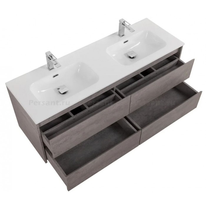 Тумба под раковину с двумя чашами BelBagno Kraft 120 KRAFT-1200-4C-SO-2-CG подвесная Cemento Grigio