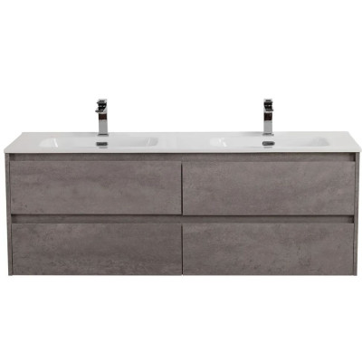 Тумба под раковину с двумя чашами BelBagno Kraft 140 KRAFT-1400-4C-SO-2-CG подвесная Cemento Grigio