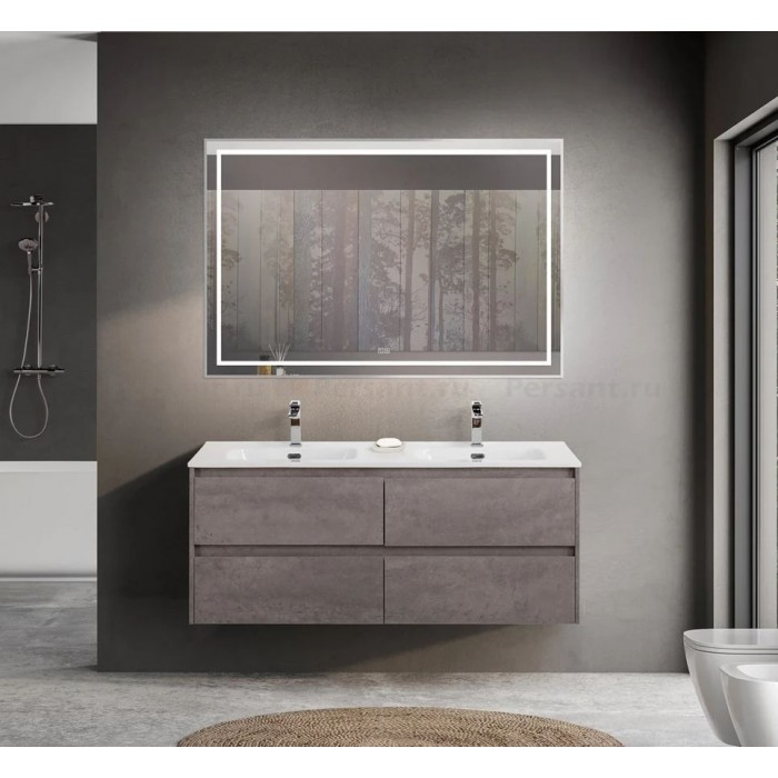 Тумба под раковину с двумя чашами BelBagno Kraft 120 KRAFT-1200-4C-SO-2-CG подвесная Cemento Grigio
