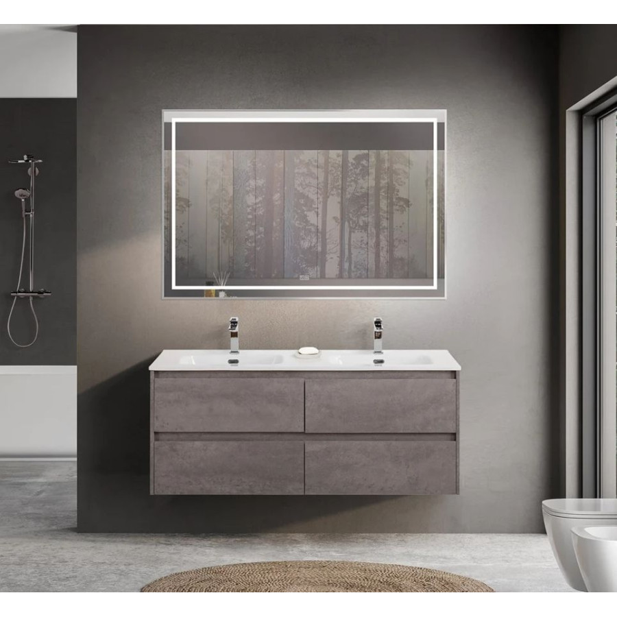 Тумба под раковину с двумя чашами BelBagno Kraft 140 KRAFT-1400-4C-SO-2-CG подвесная Cemento Grigio