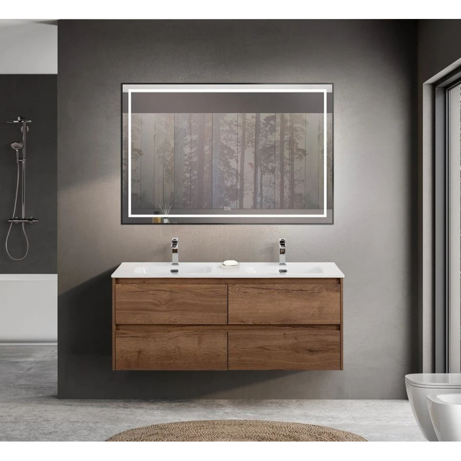 Тумба под раковину с двумя чашами BelBagno Kraft 140 KRAFT-1400-4C-SO-2-RT подвесная Rovere Tabacco