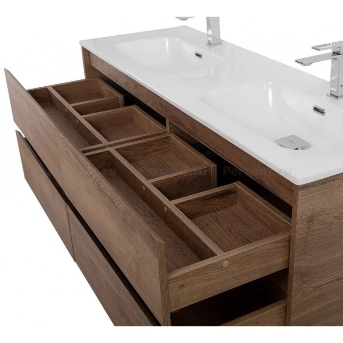 Тумба под раковину с двумя чашами BelBagno Kraft 120 KRAFT-1200-4C-SO-2-RT подвесная Rovere Tabacco