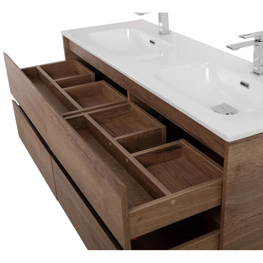 Тумба под раковину с двумя чашами BelBagno Kraft 140 KRAFT-1400-4C-SO-2-RT подвесная Rovere Tabacco