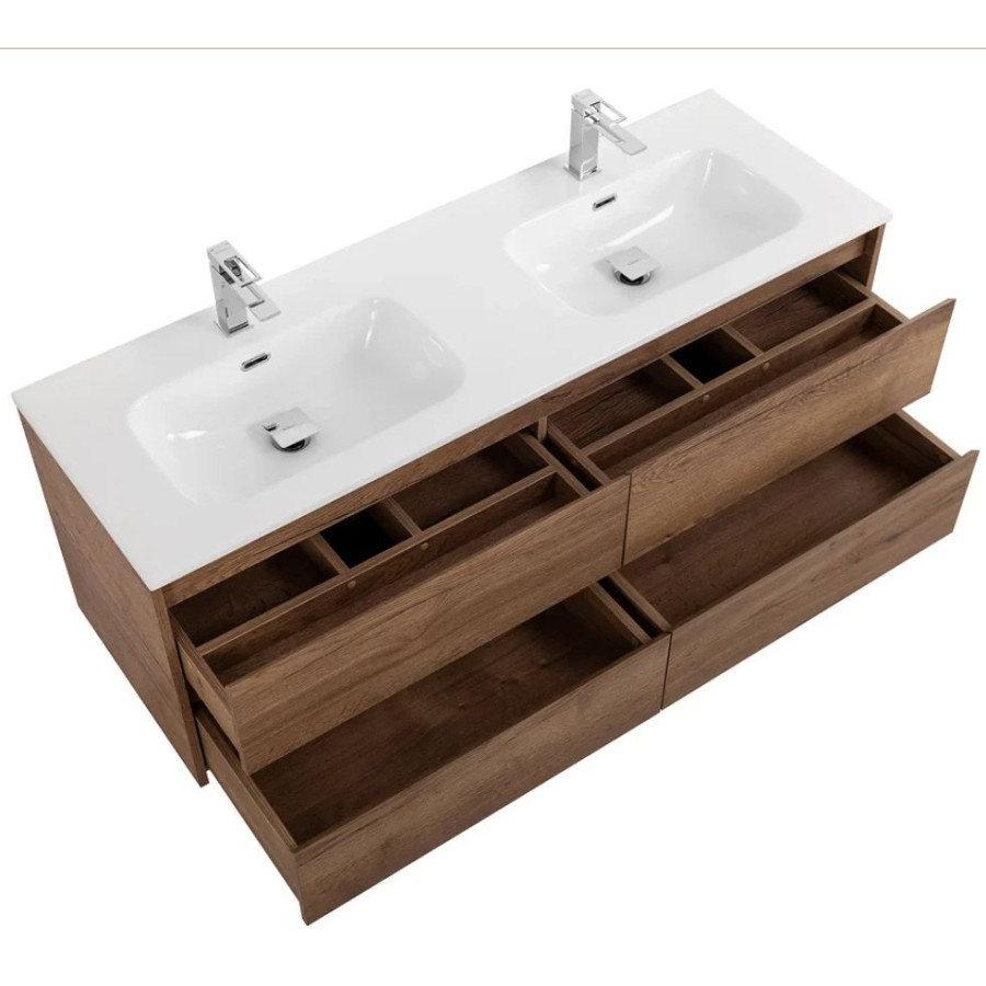 Тумба под раковину с двумя чашами BelBagno Kraft 140 KRAFT-1400-4C-SO-2-RT подвесная Rovere Tabacco