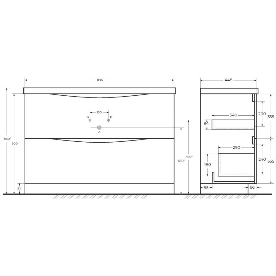 Тумба под раковину BelBagno Marino 120 MARINO-1200-2C-PIA-BL-P напольная Bianco Lucido