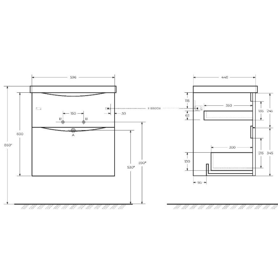 Тумба под раковину BelBagno Marino 60 MARINO-H60-600-2C-SO-BL-P подвесная Bianco Lucido