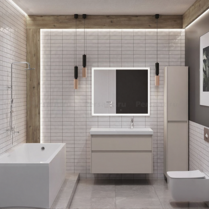 Тумба под раковину Aquanet Nova Lite 2.0 100 бежевая эмаль 00346326 подвесная, правая