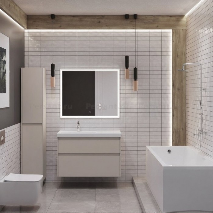 Тумба под раковину Aquanet Nova Lite 2.0 100 бежевая эмаль 00346327 подвесная, левая