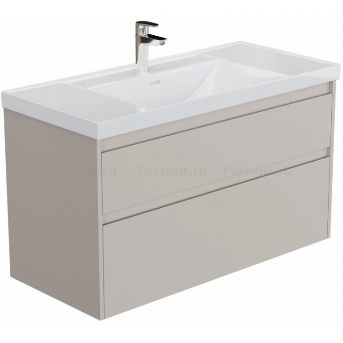 Тумба под раковину Aquanet Nova Lite 2.0 110 бежевая эмаль 00346328 подвесная