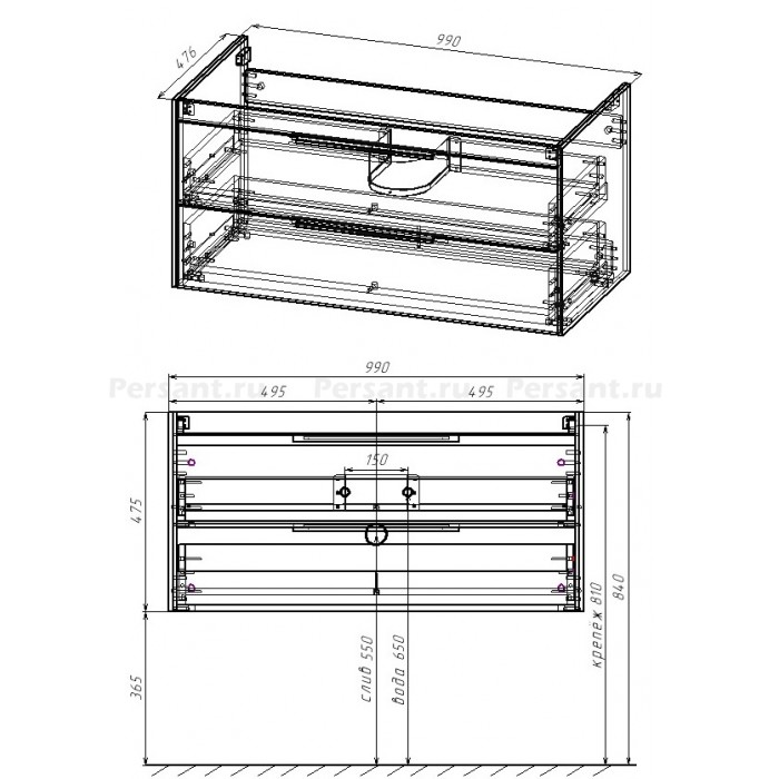 Тумба под раковину Vincea Chiara 2D 100 VMC-2C2100CO дуб чарльстон, подвесная