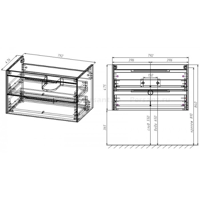 Тумба под раковину Vincea Chiara 2D 80 VMC-2C2800CO дуб чарльстон, подвесная
