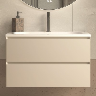 Тумба под раковину Vincea Luka Soft-Touch 80 VMC-2L800MBG бежевая матовая, подвесная