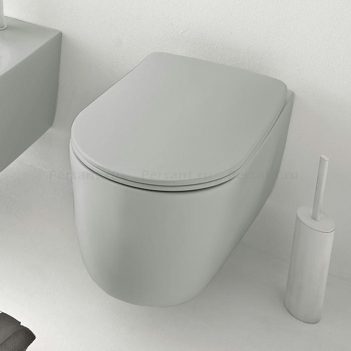 Подвесной унитаз Kerasan Nolita безободковый grigio matt 531459 серый