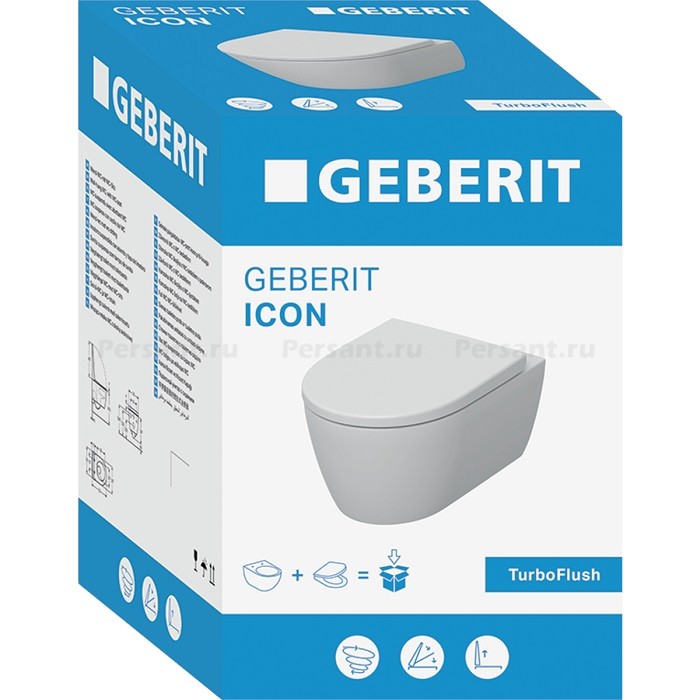 Подвесной унитаз Geberit iCon 2.0 503.045.00.1 смыв "торнадо", сиденье микролифт 